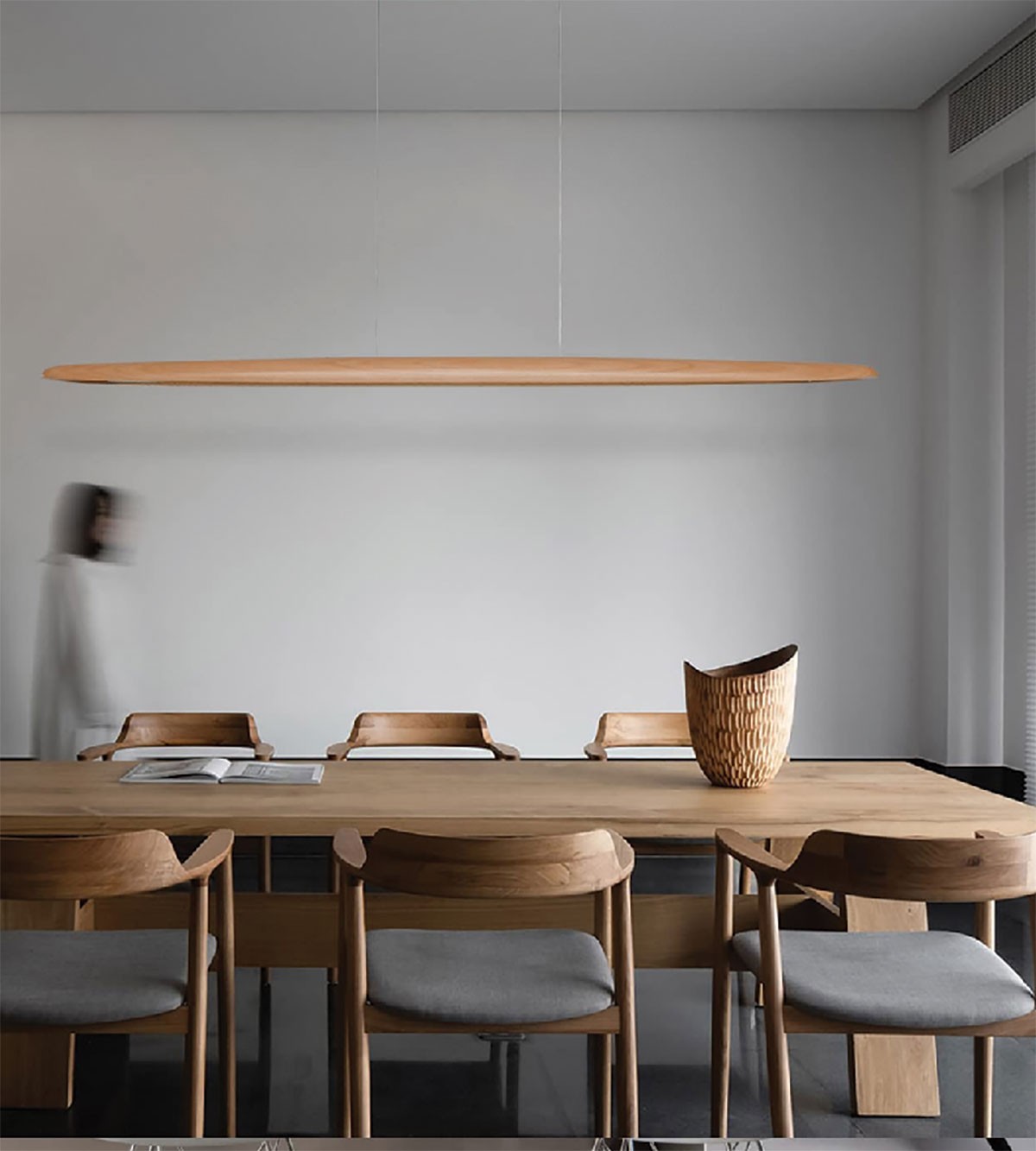 Φωτιστικό LED κρεμαστό Φυσικό ξύλο. 3000K. 25W. 3200lm. 150cm. CRI>80. IP20 VK/04582/PE/NW/W/150